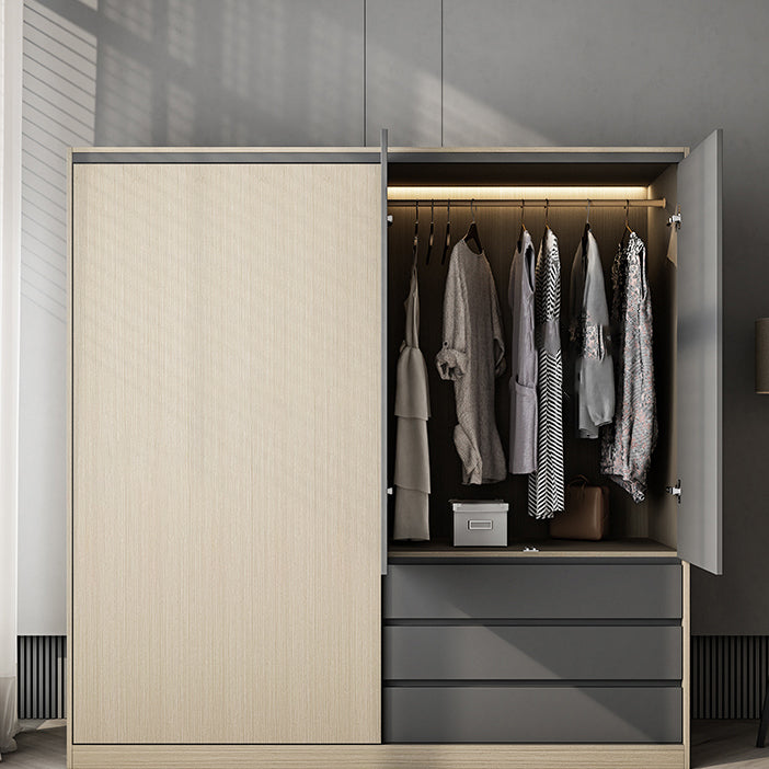 Engineered Wood Wardrobe Armoire Modern Sliding Door Wardrobe
