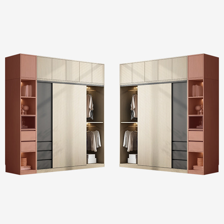Engineered Wood Wardrobe Armoire Modern Sliding Door Wardrobe