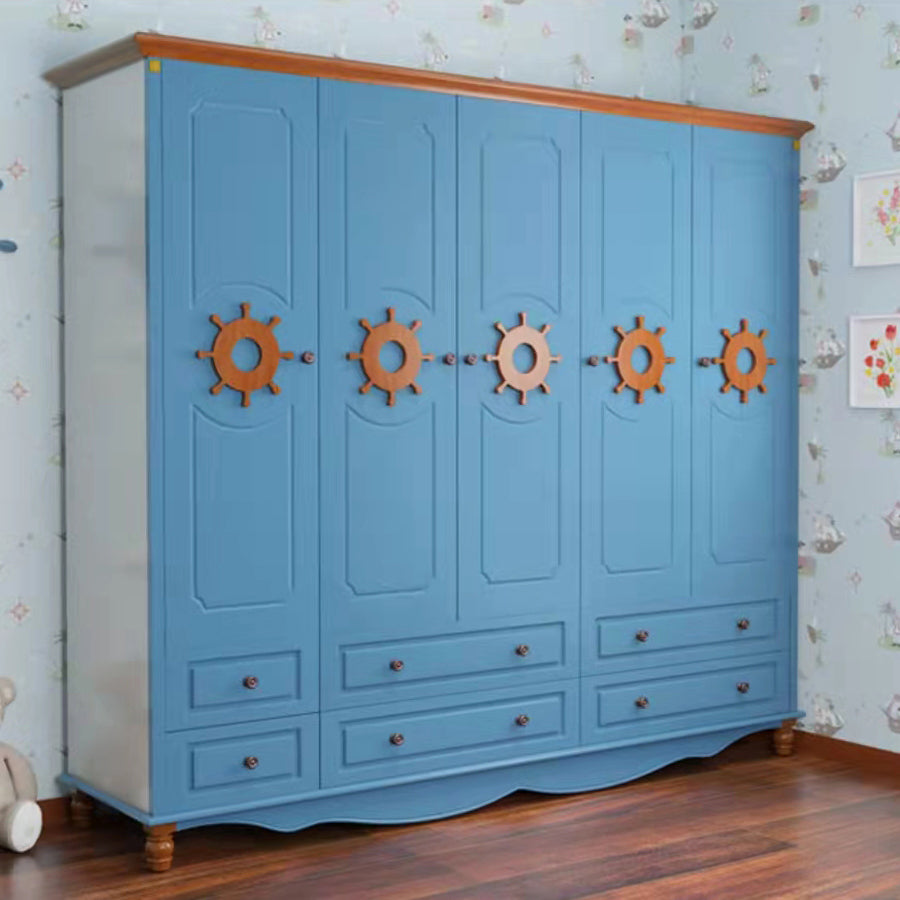 Coastal Wardrobe with Hinged Door Manufactured Wood Matte Finish Cabinet