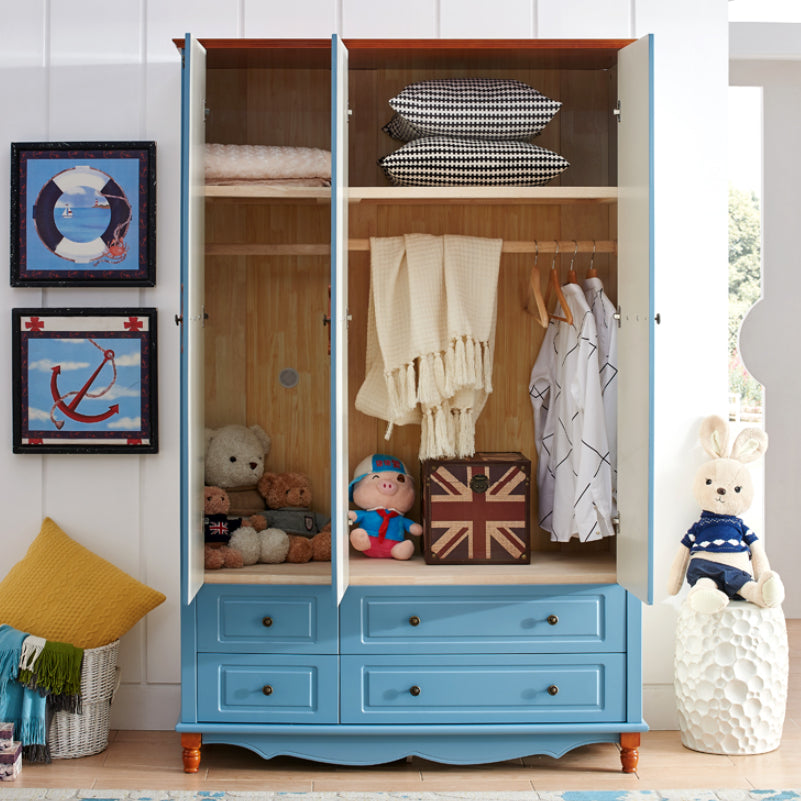 Coastal Wardrobe with Hinged Door Manufactured Wood Matte Finish Cabinet