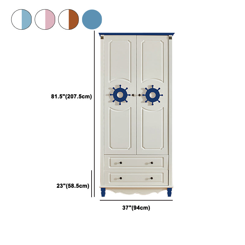 Coastal Wardrobe with Hinged Door Manufactured Wood Matte Finish Cabinet