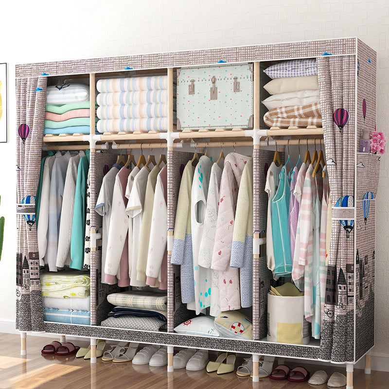 Modern Style Wardrobe Armoire Meringue Wood Frame Wardrobe,67"L x 17.7"W x 67"H