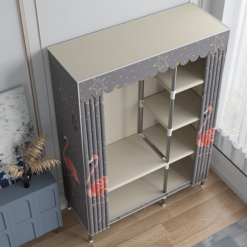 Modern Style Wardrobe Closet Metal Frame Wardrobe Armoire with Shelves