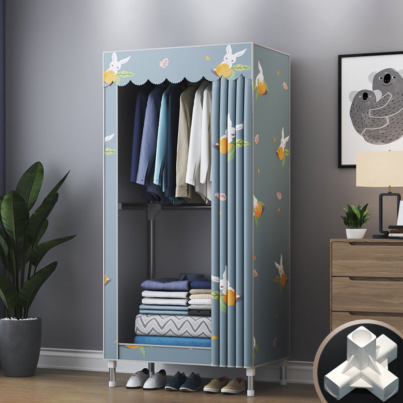 Modern Style Wardrobe Closet Metal Frame Wardrobe Armoire with Shelves