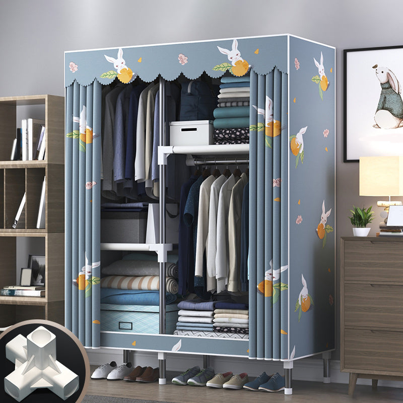 Modern Style Wardrobe Closet Metal Frame Wardrobe Armoire with Shelves