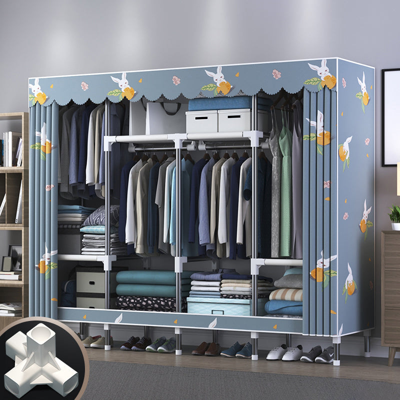 Modern Style Wardrobe Closet Metal Frame Wardrobe Armoire with Shelves