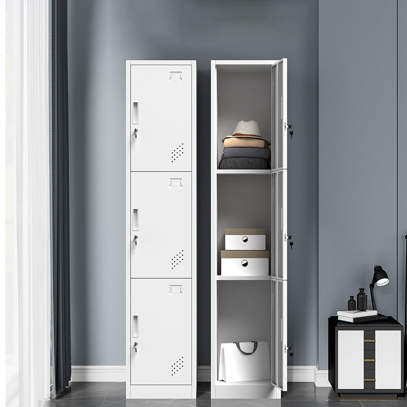 Grey and Black Non-Hanging Armoire Modern Metal Storage Cabinet with Doors