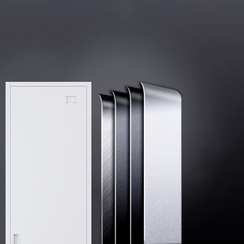 Grey and Black Non-Hanging Armoire Modern Metal Storage Cabinet with Doors