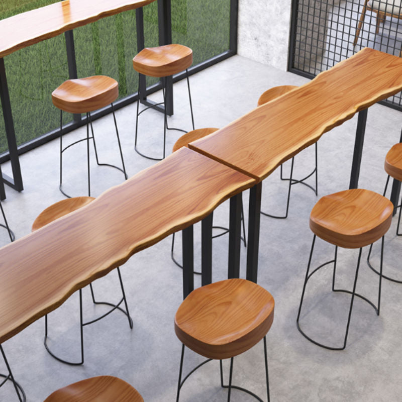 Rectangle Solid Wood Bar Table Set Luxurious 1/3 Pieces Counter Table with High Stools