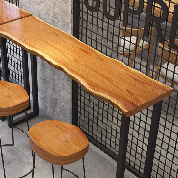 Rectangle Solid Wood Bar Table Set Luxurious 1/3 Pieces Counter Table with High Stools