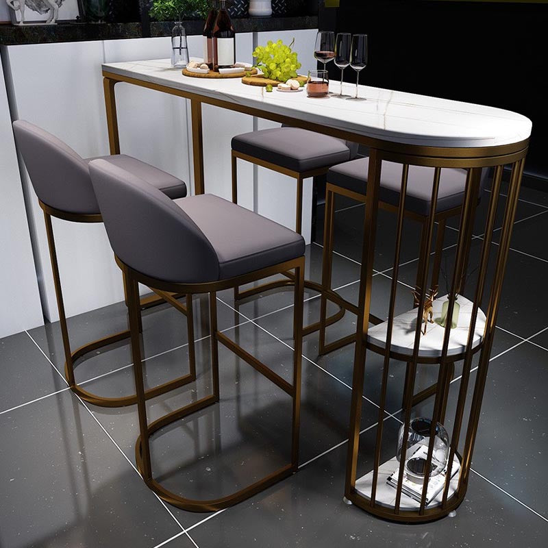 Modern 1/3/5 Pieces Bar Table Set Stone Counter Table with High Stools