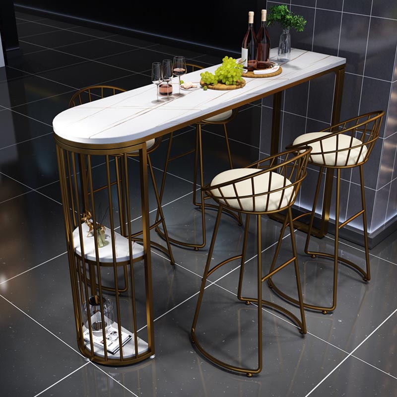 Modern 1/3/5 Pieces Bar Table Set Stone Counter Table with High Stools