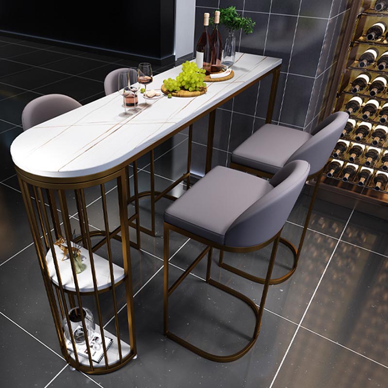 Modern 1/3/5 Pieces Bar Table Set Stone Counter Table with High Stools