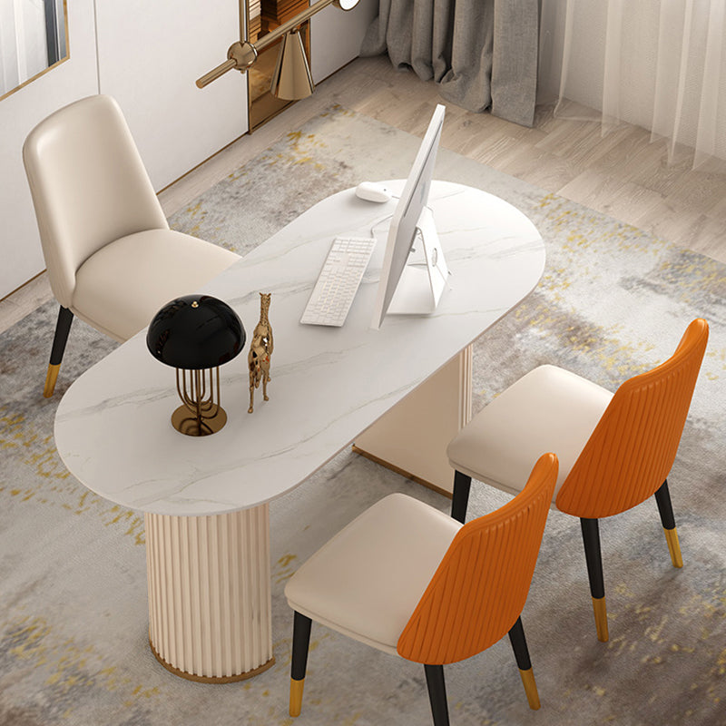 Contemporary Office Desk Mirrored Oval Laptop Table for Office