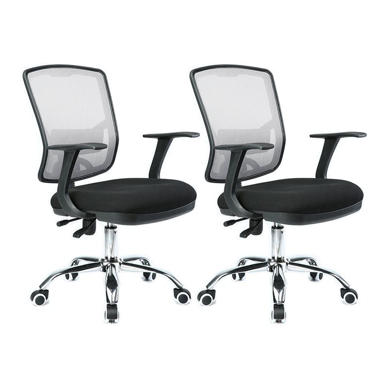 Contemporary Mesh Computer Chair Mid-Back Desk Chair with Wheels in Gray