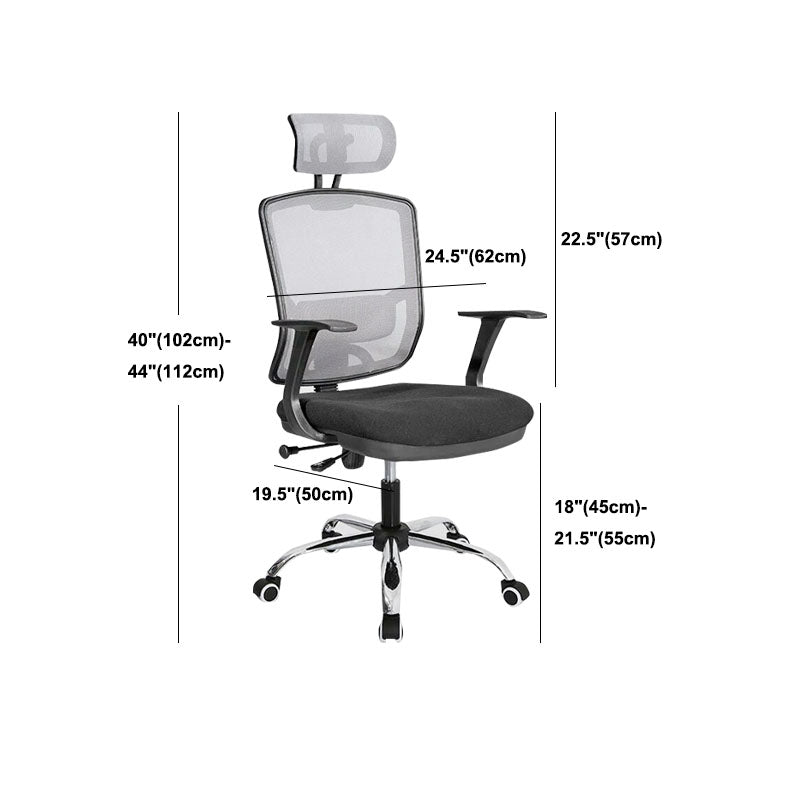 Contemporary Mesh Computer Chair Mid-Back Desk Chair with Wheels in Gray