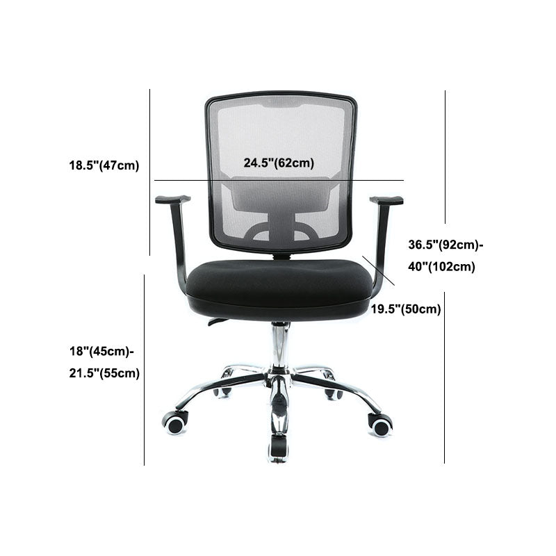 Contemporary Mesh Computer Chair Mid-Back Desk Chair with Wheels in Gray
