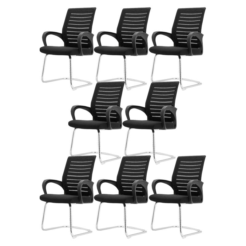 Modern Fixed Arms Desk Chair Lumbar Support Steel Office Chair