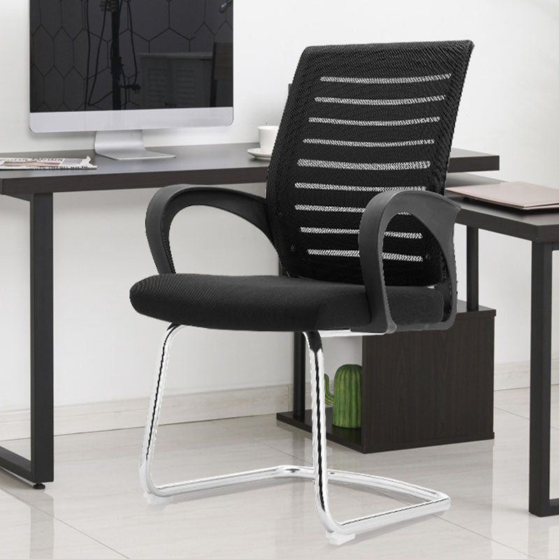 Modern Fixed Arms Desk Chair Lumbar Support Steel Office Chair
