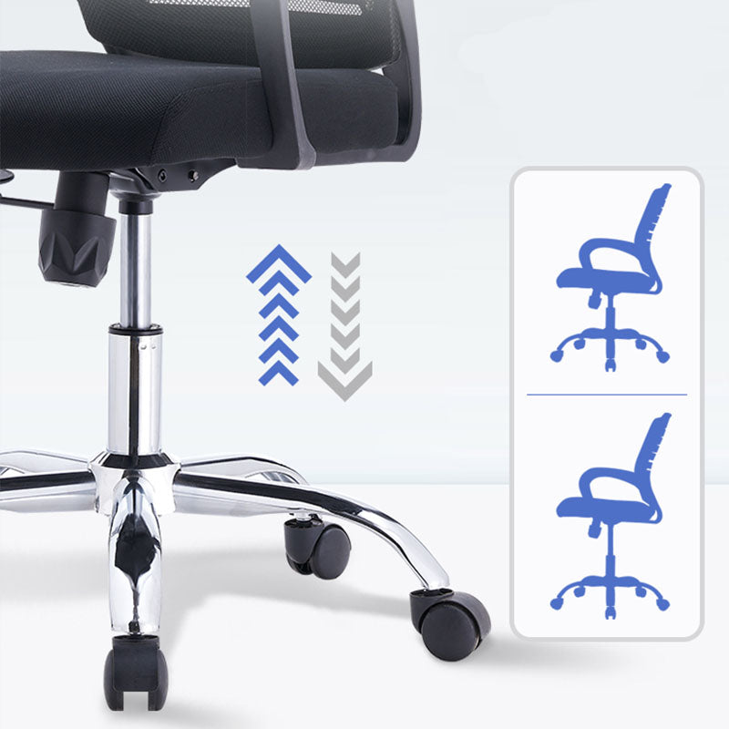 Modern Fixed Arms Desk Chair Lumbar Support Steel Office Chair