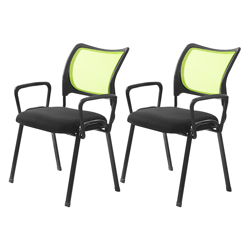 Mesh Desk Chair Low Back No Wheels Fixed Arms Conference Chair