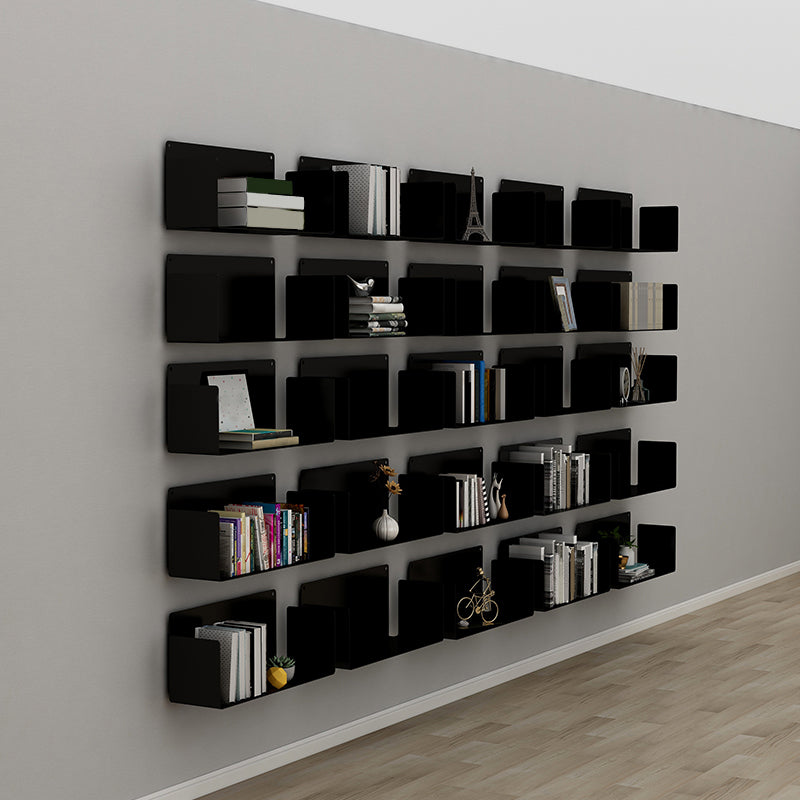 Metal Wall-mount Bookshelf Modern Closed Storage Bookcase with 1 Shelf , 8" D X 8" H