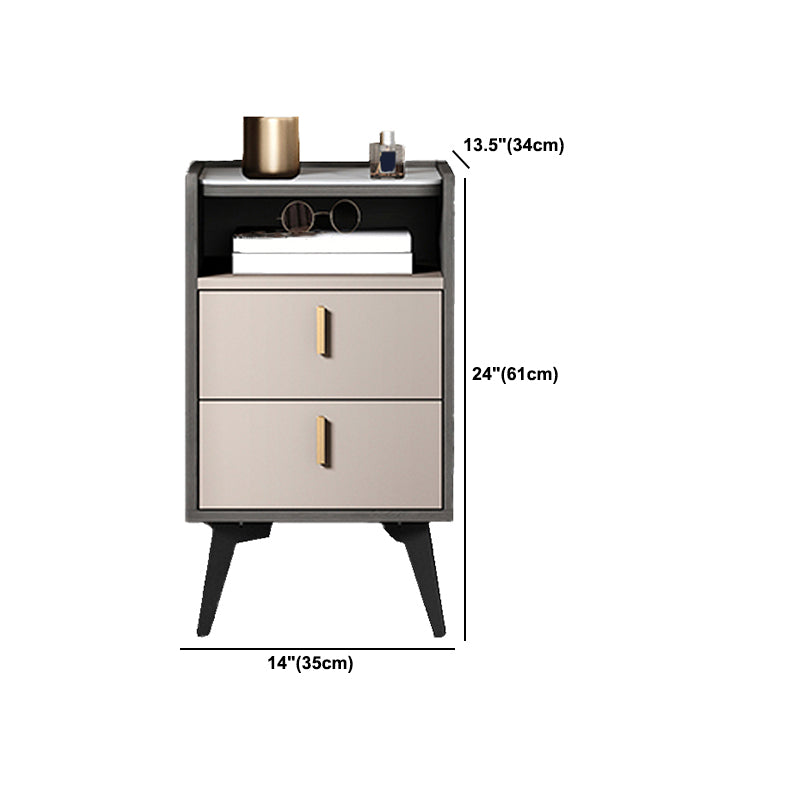 Stone Top Nightstand Modern Open Stoarge Drawer Legs Included Bed Nightstand