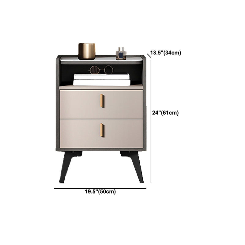 Stone Top Nightstand Modern Open Stoarge Drawer Legs Included Bed Nightstand