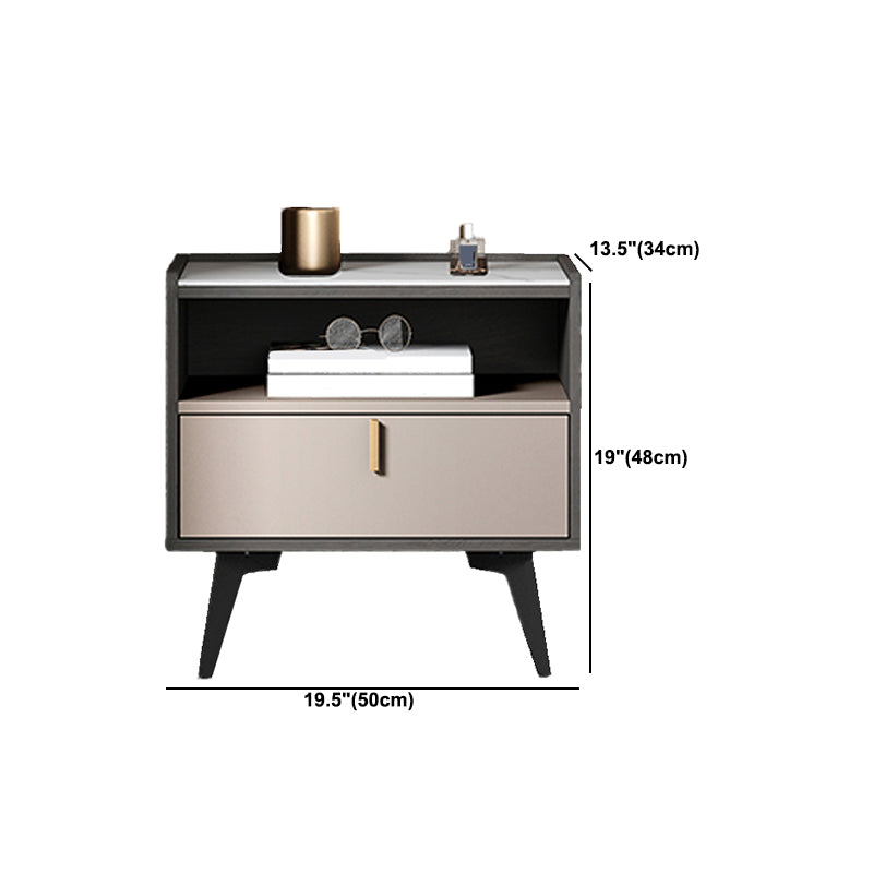Stone Top Nightstand Modern Open Stoarge Drawer Legs Included Bed Nightstand