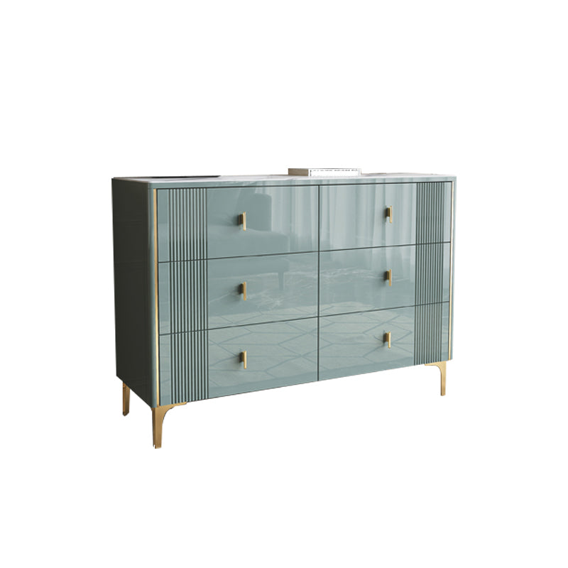Modern Slate Top Storage Chest 16" D Horizontal Double Dresser with Drawers