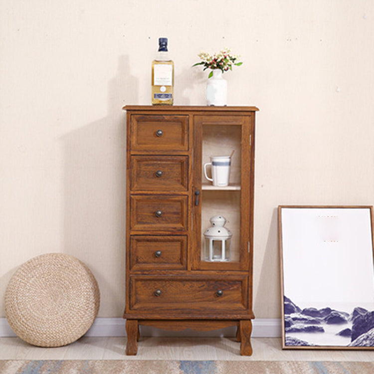 12" D Traditional Wooden Combo Dresser Bedroom Storage Chest Dresser with Drawers and Door