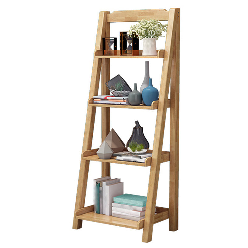 Ladder Bookshelf Modern Walnut Bookcase with 4-shelf for Home Office