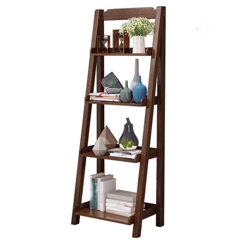 Ladder Bookshelf Modern Walnut Bookcase with 4-shelf for Home Office