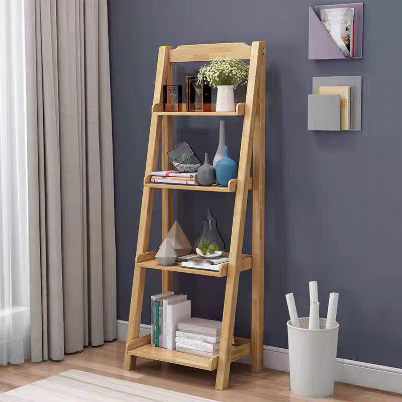 Ladder Bookshelf Modern Walnut Bookcase with 4-shelf for Home Office
