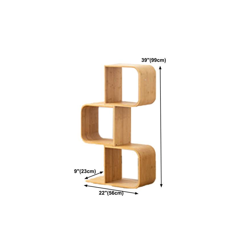 Geometry Bamboo Bookshelf Modern Style Bookcase for Home Office 22" W X 9" D