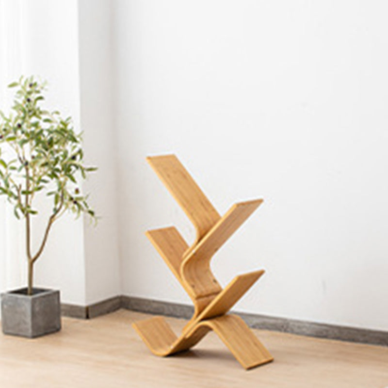 Geometry Bamboo Bookshelf Modern Bedroom Bookcase with Shelf 23.2" W X 8" D