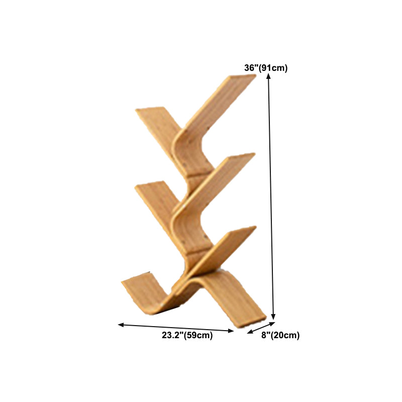 Geometry Bamboo Bookshelf Modern Bedroom Bookcase with Shelf 23.2" W X 8" D
