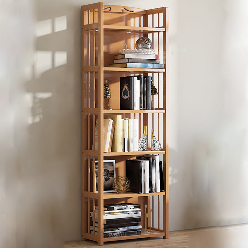10" D Geometry Bamboo Bookshelf Modern Style Bookcase for Bedroom