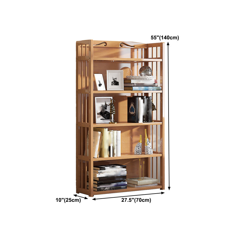 10" D Geometry Bamboo Bookshelf Modern Style Bookcase for Bedroom