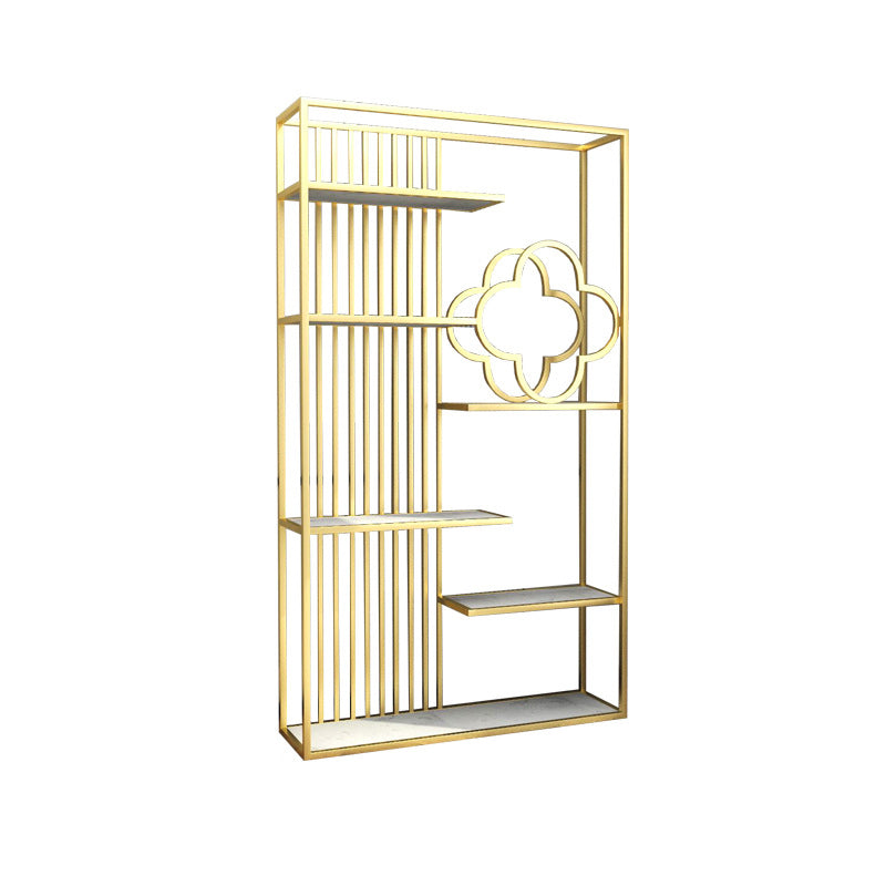 12" D Black / Gold Bookshelf Modern Iron Frame Open Storage Bookcase with Multi Shelves