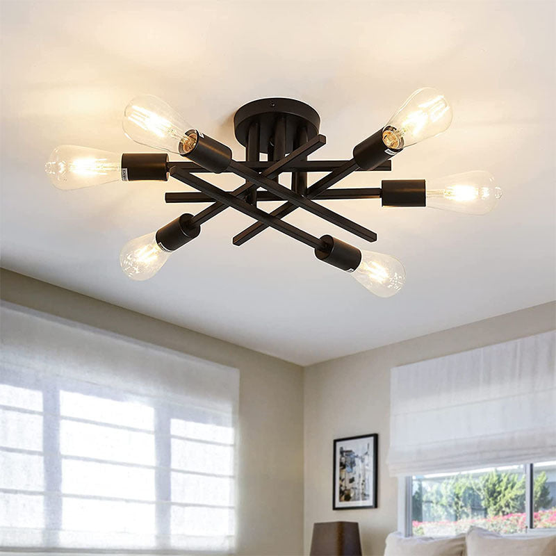 Industrial Retro Semi Flush Mount Sputnik Ceiling Light for Interior Spaces