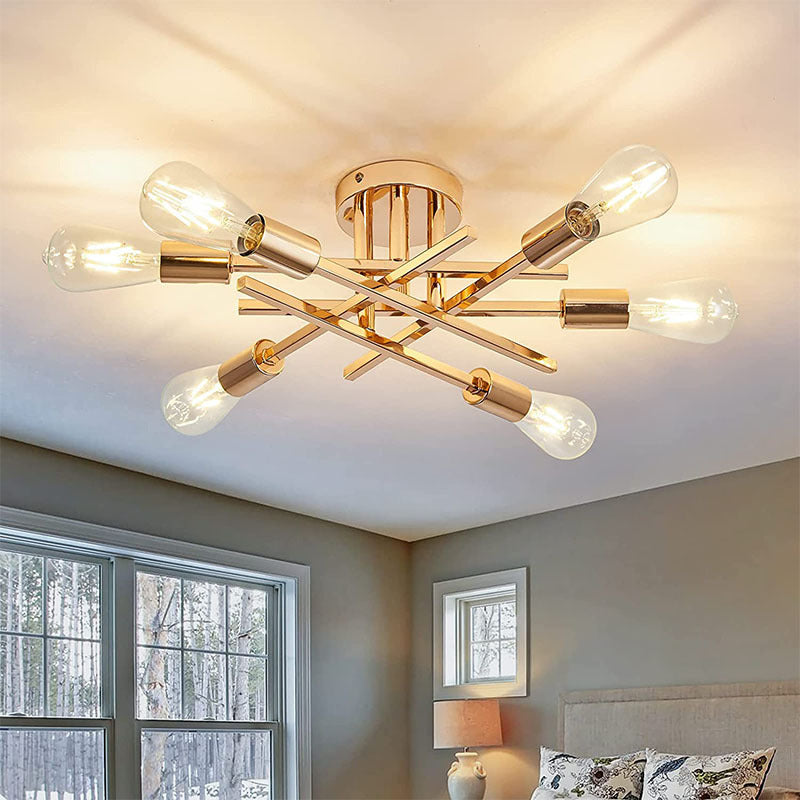 Industrial Retro Semi Flush Mount Sputnik Ceiling Light for Interior Spaces
