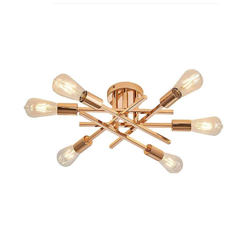 Industrial Retro Semi Flush Mount Sputnik Ceiling Light for Interior Spaces