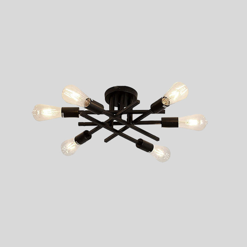 Industrial Retro Semi Flush Mount Sputnik Ceiling Light for Interior Spaces