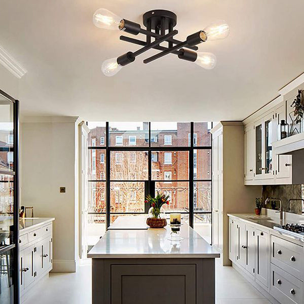 Industrial Retro Semi Flush Mount Sputnik Ceiling Light for Interior Spaces
