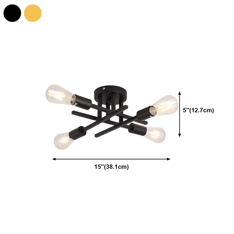 Industrial Retro Semi Flush Mount Sputnik Ceiling Light for Interior Spaces