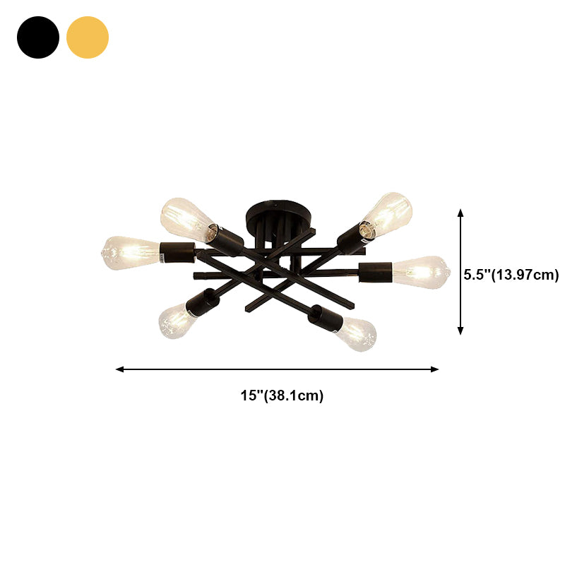 Industrial Retro Semi Flush Mount Sputnik Ceiling Light for Interior Spaces