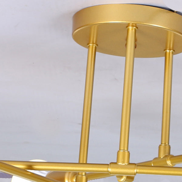 Multi-Light Semi Flush Mount in Industrial Vintage Style Bare Bulb Ceiling Light