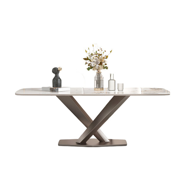 Traditional Luxury Pedestal Furniture Stone Dining Table for Dining Room