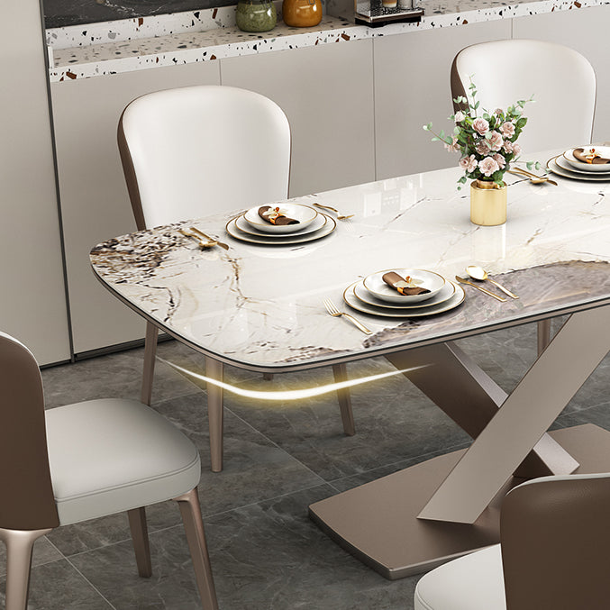 Traditional Luxury Pedestal Furniture Stone Dining Table for Dining Room